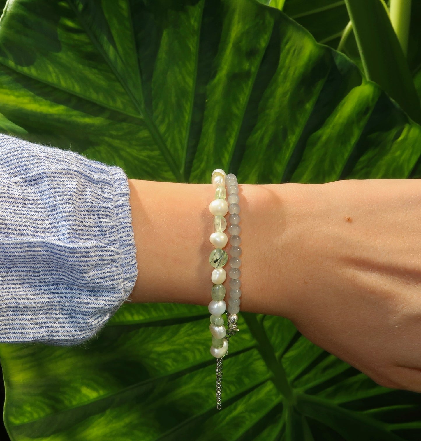 Prehnite Pearl bracelet