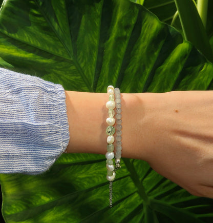 Prehnite Pearl bracelet