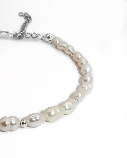 Silver pearl bracelet